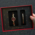 Woman holding the MAVI Colette burgundy gold watch